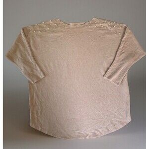 Siren Lily Maternity Sweater Embellished Rhinestone Pearls Size 2X Blush Pink